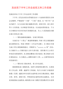 发改局下半年工作总结范文和工作思路