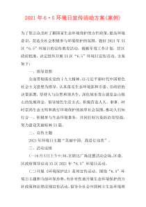 2021年6·5环境日宣传活动方案(案例)