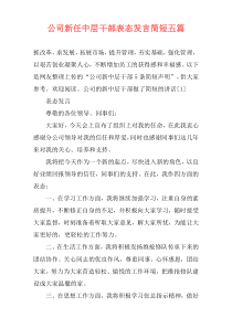 公司新任中层干部表态发言简短五篇