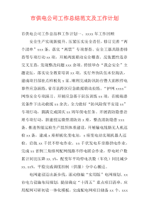 市供电公司工作总结范文及工作计划