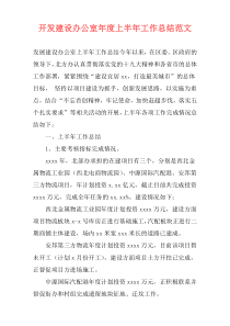 开发建设办公室年度上半年工作总结范文