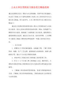 土木大学生顶岗实习报告范文精选范例