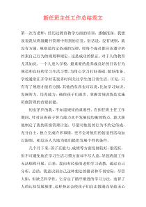 新任班主任工作总结范文