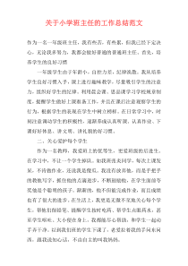 关于小学班主任的工作总结范文