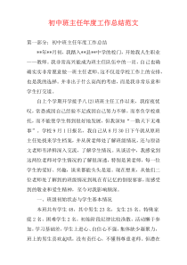 初中班主任年度工作总结范文