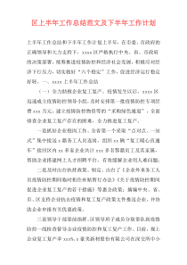 区上半年工作总结范文及下半年工作计划