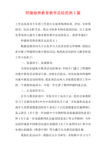 师德修养教育教学总结范例5篇