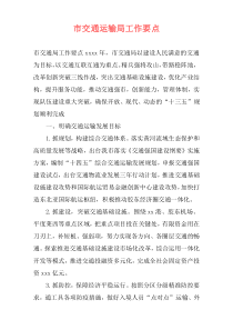 市交通运输局工作要点