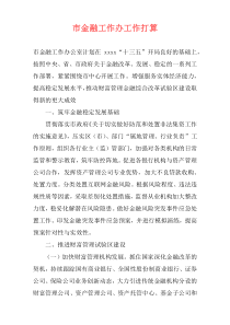 市金融工作办工作打算