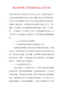 统计局年度工作总结范文及工作计划