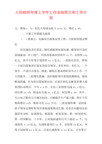 人民政府年度上半年工作总结范文和工作计划