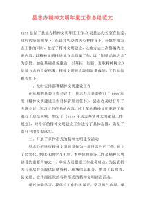县志办精神文明年度工作总结范文
