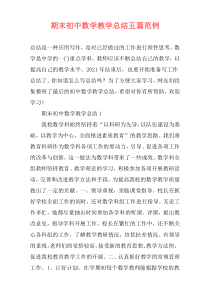 期末初中数学教学总结五篇范例