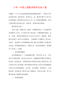 小学一年级上期数学教学总结5篇