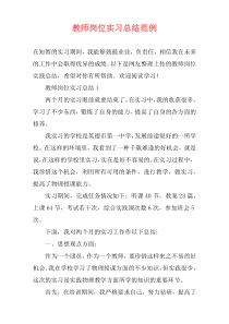 教师岗位实习总结范例
