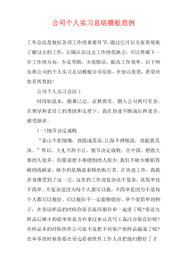 公司个人实习总结模板范例