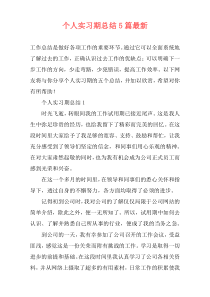 个人实习期总结5篇最新