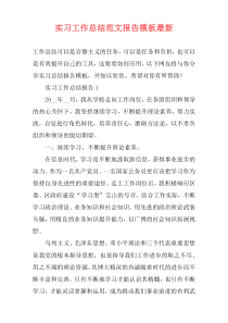实习工作总结范文报告模板最新