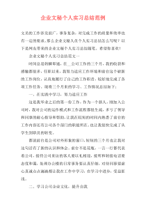 企业文秘个人实习总结范例