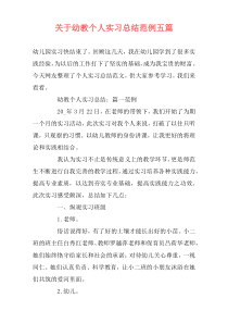 关于幼教个人实习总结范例五篇