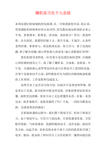 辅机实习生个人总结