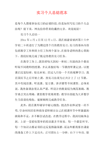 实习个人总结范本