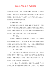 毕业生顶岗实习总结范例