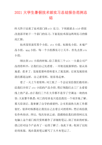 2021大学生暑假技术部实习总结报告范例总结