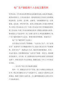 电厂生产副经理个人总结五篇范例