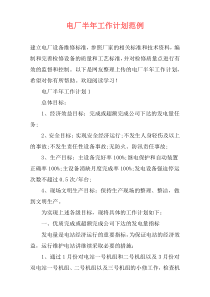 电厂半年工作计划范例