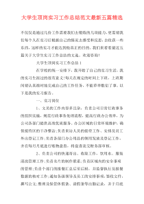 大学生顶岗实习工作总结范文最新五篇精选