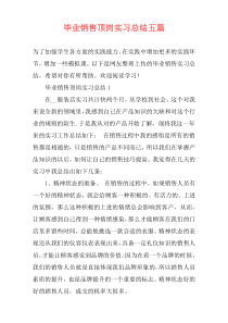 毕业销售顶岗实习总结五篇