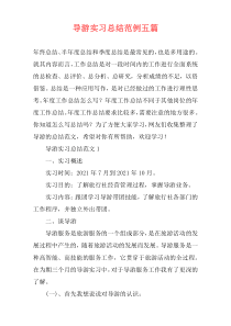 导游实习总结范例五篇