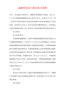 金融毕业实习报告范文范例