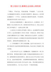 国土局实习生暑期社会实践心得范例