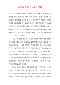 实习报告范文专题十五篇