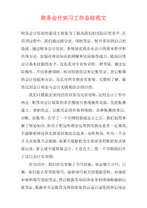 财务会计实习工作总结范文