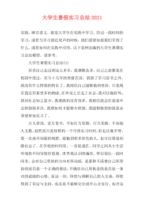 大学生暑假实习总结2021