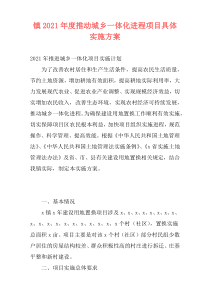 镇2021年度推动城乡一体化进程项目具体实施方案