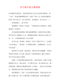 关于奋斗的文章范例