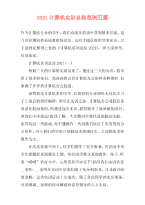 2021计算机实训总结范例五篇