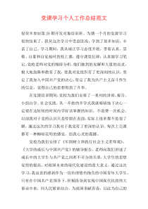 党课学习个人工作总结范文