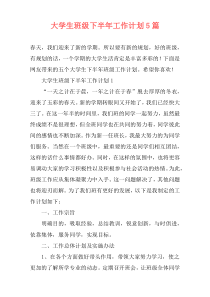 大学生班级下半年工作计划5篇