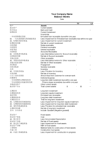 财务报表中英文对照