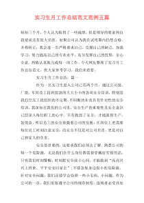 实习生月工作总结范文范例五篇