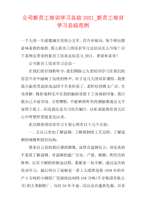 公司新员工培训学习总结2021_新员工培训学习总结范例