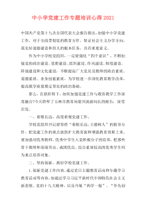 中小学党建工作专题培训心得2021