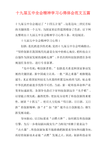 十九届五中全会精神学习心得体会范文五篇