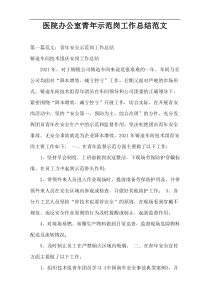 医院办公室青年示范岗工作总结范文