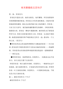 有关青春的文艺句子